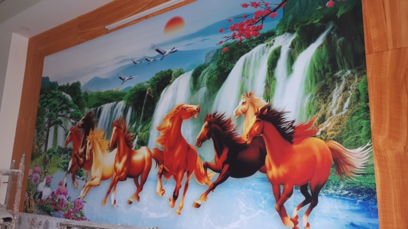 tranh dán tường phong thủy 8 ngựa đại cát đại lợi TRANH 8NGUA PHAT